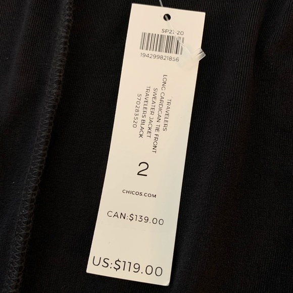 Chico’s BLACK Tie Front Traveler's Jacket, NWT, travel friendly leisure, knit - Picture 10 of 16